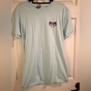 Simply Southern Light Blue Short Sleeve Tee with American Flag Bow
